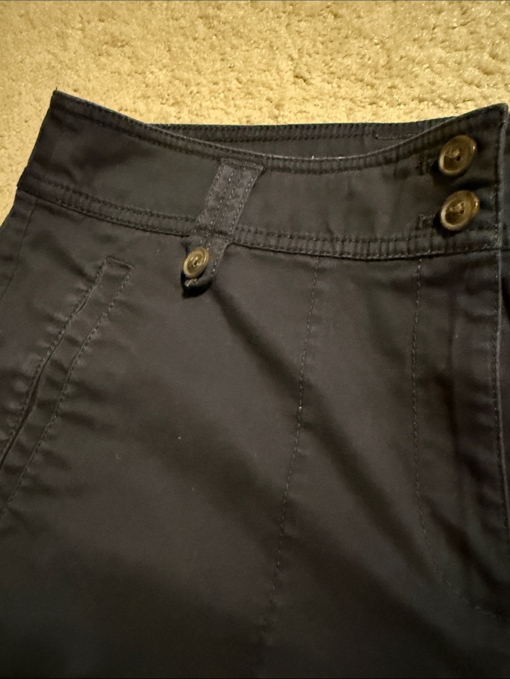 Talbots Navy Button-Front Bermuda Shorts - Picture 3 of 6